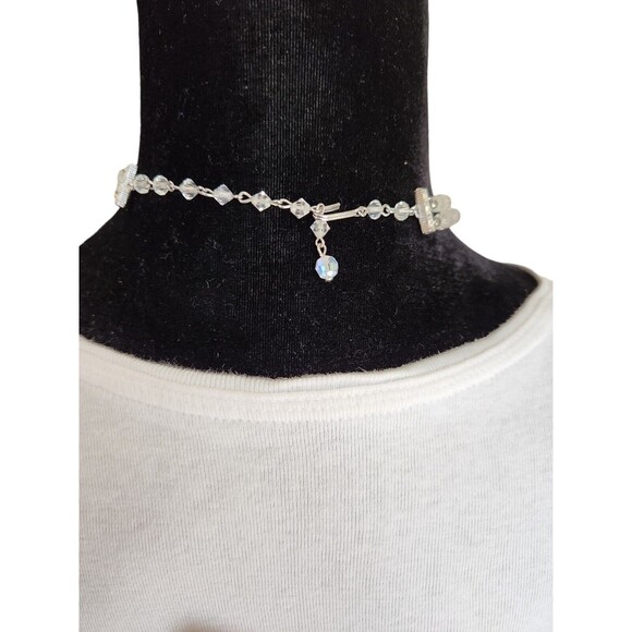 Sarah Coventry 2 Stand Multi Faceted AB Crystal Vintage Necklace Choker 15" - Picture 2 of 4